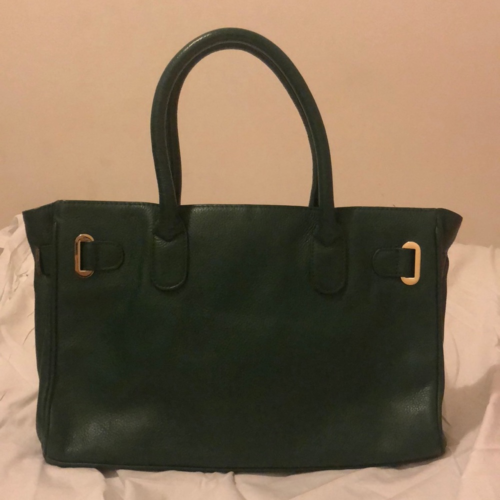 Onna Ehrlich Green Leather Gold Buckle Maya Tote - Picture 2 of 5